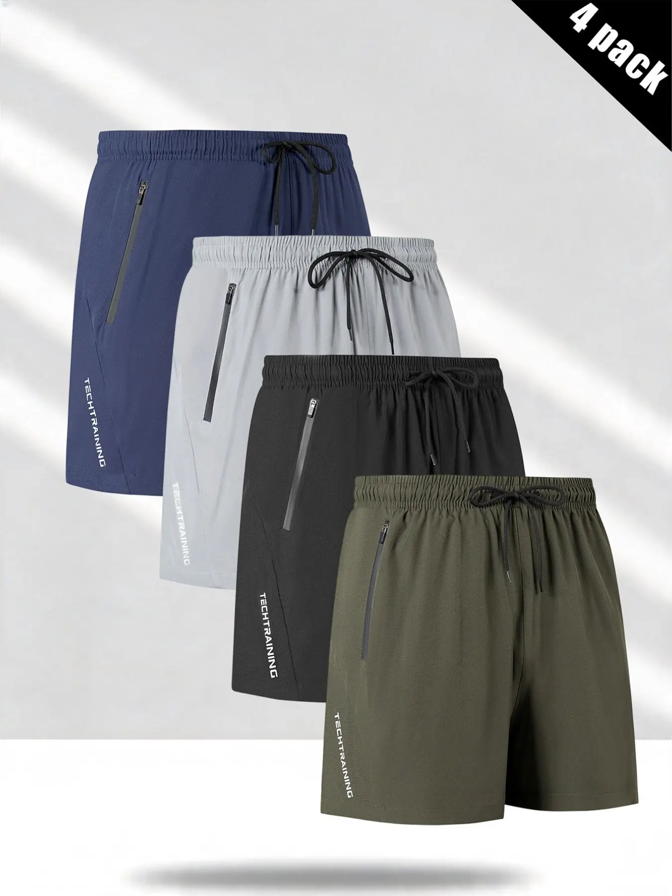 Men's Summer Cool Silk Shorts, Breathable Elastic Sporty Shorts, Quick-Dry Elastic Fitness Pants, 4-Piece Set, Ideal for Basketball, Comfortable and Breathable