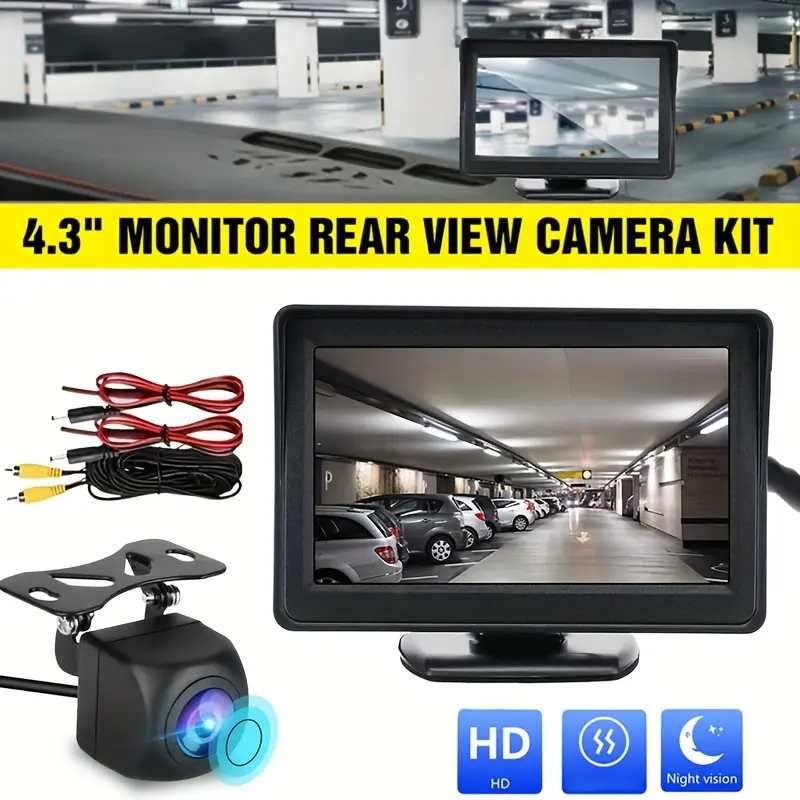 [10.92cm HD Monitor Rear View Camera Kit] Monitor Car Backup Reverse Camera Rear View Parking System Night Vision for Reversing Parking SUV Pickup Camper Tractor RV etc. A Wide Range of Vehicles