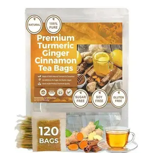 Turmeric Ginger Cinnamon Tea 120 Bags - 100% handmade Turmeric Ginger Herbal Tea,Eco-conscious Bags|No Sugar,No Caffeine,No Gluten,Vegan