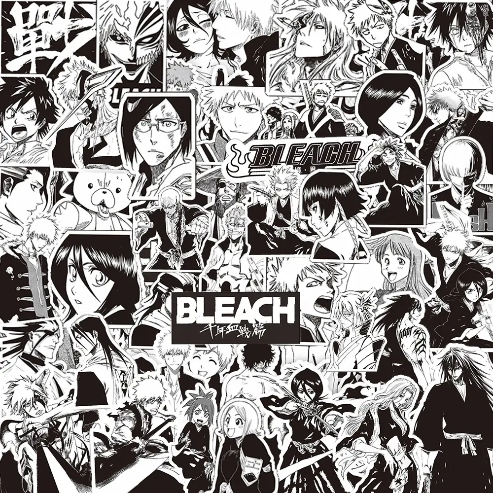 10/30/75pcs Cool Anime BLEACH Cartoon Stickers Black White Decals Kid Toy DIY Suitcase Luggage Scrapbook Kurosaki Ichigo Sticker