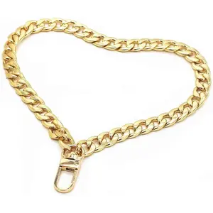 WEICHUAN 8" DIY Iron Flat Chain - Wrist Strap Wrist Chain Purse Straps Handbag Chains Accessories (Gold)