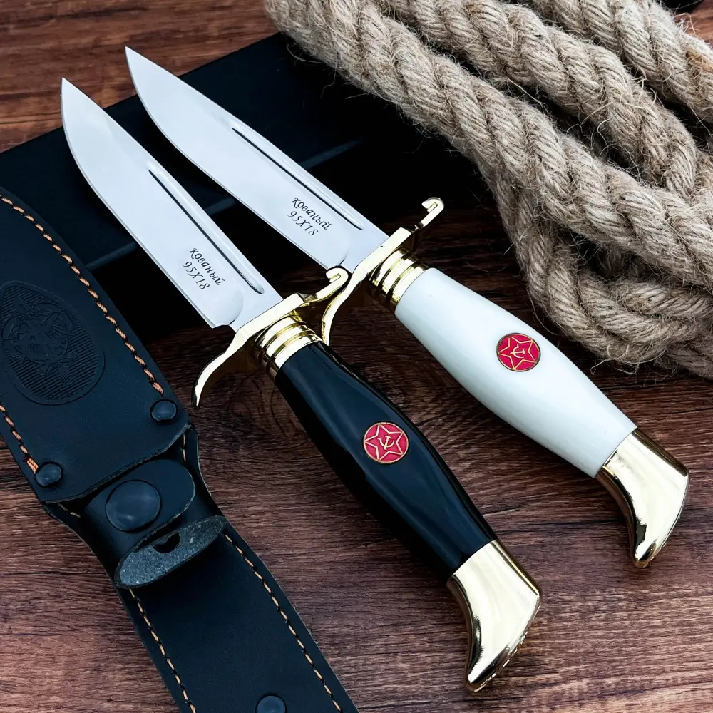Best Selling Russian NKVD Jungle Fixed Blade Knife 440C Blade Stainless Steel Handguard + Acrylic Handle with Holster EDC Survival Gear Camping Outdoor Camping Knives Multipurpose Tool Hiking Cutting Outdoor Knife