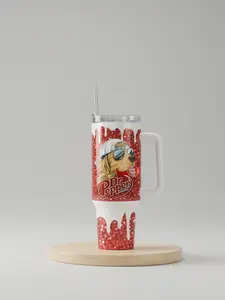 Dr Pepper Tumbler 40oz Stainless Steel with Handle Paint Drip Design Glitter Christmas Gift Perfect for Beverage Enthusiasts