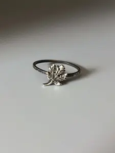 Maple Leaf Stacking Ring. Sterling silver stacker jewelry mix and match. Fall leaves leaf foliage nature natural hippie jewelry.