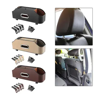 1pc Car Seat Back Organizer with Tissue Holder & Storage Box - Heavy-Duty ABS Resin Construction, Multi-Functional Overhead Storage Rack with Hooks, Headrest Organizer with Cup Holders & Open/Enclosed Compartments - Compatible with Driver