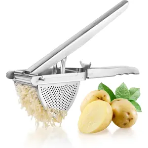 Upgraded potato ricer stainless steel heavyduty potato masher with multihole design ricer for mashed potatoes baby food and more ideal kitchen tool for effortless smooth purees