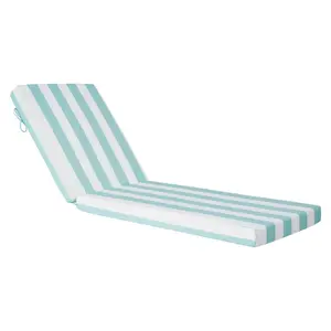 VEVOR Chaise Lounge Cushion, 80 x 26 x 4 in, Set of 2 Outdoor Lounge Chair Cushions, Waterproof & Fade-Resistant Sun Lounger Cushions with Ties, Patio Lounger Pads for Pool Deck, Green & White Stripes
