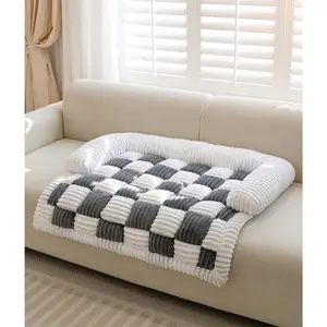 Couch Cover for Dogs Washable, Calming Dog Bed Mats, Non Slip Pet Bed for Couch, Fluffy Cat Mat for Furniture Protector Sofa Cover for Home and Car (Dark-Grey, 27.5 * 25.5inch)