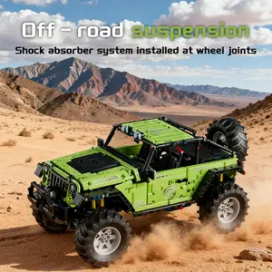 Static Version Jeep Car Creative Building Blocks Set 2680pcs Highly Difficult Small Particle Splicing Toy for Home Decor Gifts on Holiday Boys Men Gifts Off-road Suspension Shock Absorber System Installed