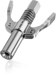 Heavy-Duty 12,000 PSI Grease Gun Coupler – Quick-Release Double-Handle Grease Nozzle with 6-Jaw Locking Tip, Fits 1/8" NPT Lubrication Guns