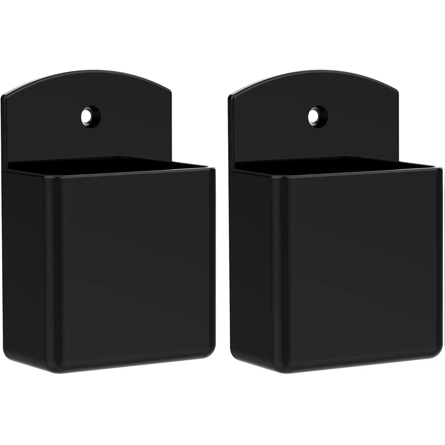2pc Adhesive Remote Control Holder, Wall Mount TV Controller Holder, TV Remote Organizer, Wall Pen Holder Desk Accessories Storage for Home Office School, Black Plastic Racks