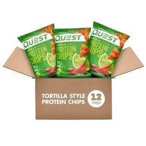 (W)Quest Tortilla Style Protein Chips, Chili Lime Flavored, Baked, 1.1oz Bags, 12 Count