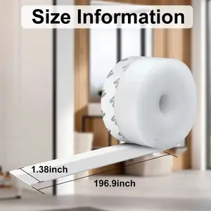 16.4Ft Door Weather Stripping (1.38in Width) - Adhesive Draft Stopper Seal Strip, Anti-Draft Insulation Tape for Doors, Windows, Shower Doors | Blocks Cold/Hot Air, Dust, Noise, Bugs | Energy Saving