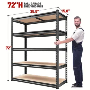 2000LBS Heavy Duty 5 Tier Metal Shelving Units for Garage 72"H X35.5"W X 15.8"D Adjustable Black Utility Rack for Basement Pantry Closet Shelves, Utility Shelv Organiser