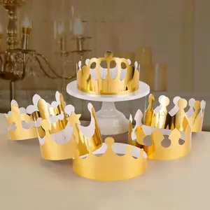 Gold Paper Crown, King Crown Cardboard with Gem Stickers, DIY Party Gold Foil Hat, Princess Birthday Party Prop, Fun Party Decorations, Party Decoration Supplies