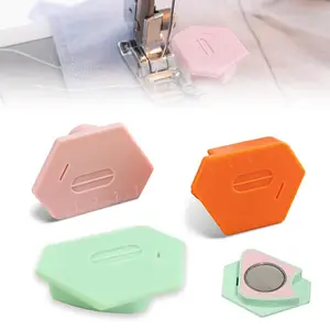 3 Pack Magnetic Seam Guide for Sewing Machine, Upgraded Multifunctional Polygonal Hemmer Guide with Scale, Universal Sewing Accessories Supplies for Magnet Making Machines (3color)