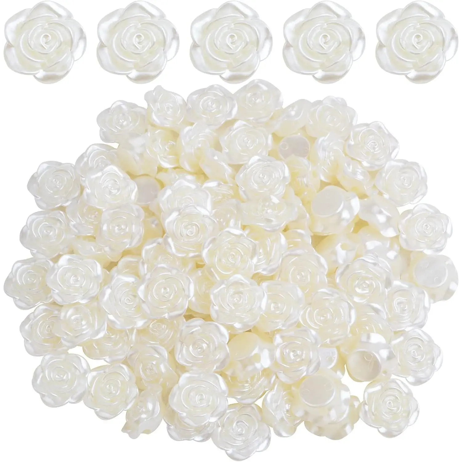 15 mm ABS Plastic Rose Flower Beads Lovely Roseflower Spacer Beads (White)