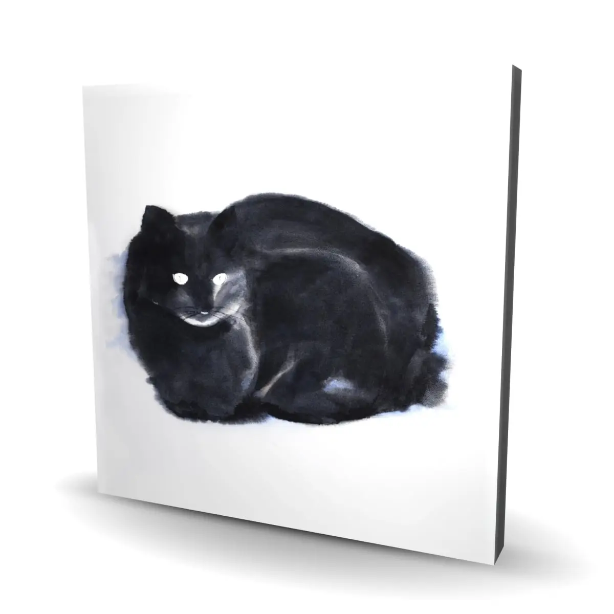 212 MAIN Artistic Colorful Abstract Watercolor Cat Wall Photo Print - 36x36 in Black Artwork, Home Aesthetic Decor for Room Wall Display