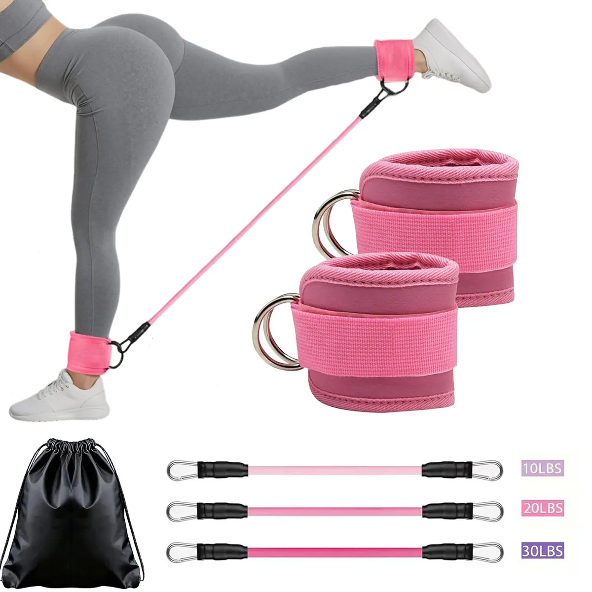Adjustable Ankle Strap Resistance Band for Home Workout, Elastic Training Band for Legs & Glutes, Fitness Accessory tiktokshopbacktoschool
