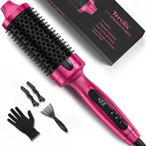Terviiix 1.77 Inch Ionic Thermal Brush, Curling Iron Brush for 90's Voluminous Style, Non-blowing Heated Round Brush, Adjustable Temperature