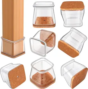 48 Pcs Chair Leg Floor Protectors for Hardwood Floors Square Silicone Covers to Protect Wood Tile Floors Felt Pads Furniture Leg Caps Anti-Scratch Reduce Noise Home Supplies