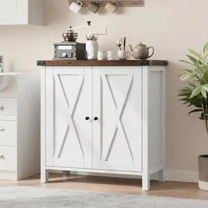 Buffet Cabinet with Storage, Farmhouse Sideboard Cabinet, Credenza Accent Cabinets with 2 Doors and Adjustable Shelve,Small Console Cabinets for Living Room, Dining Room，Entryway