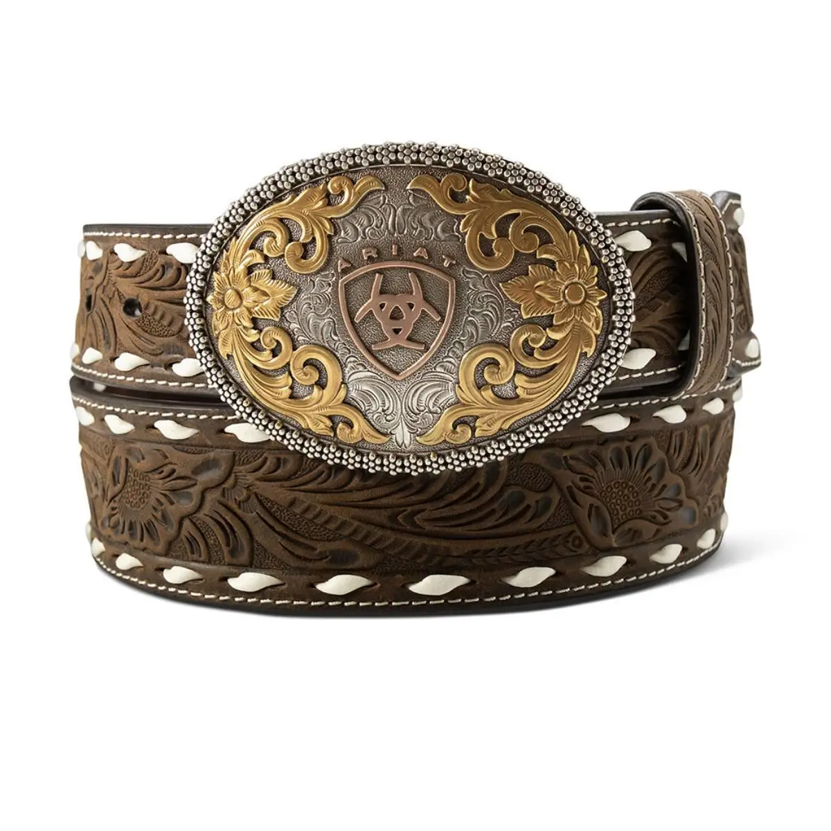 Ariat Men's Oval Ariat Buckle Aged Bark Belt Ariat Men's Oval Ariat Buckle Aged Bark Belt
