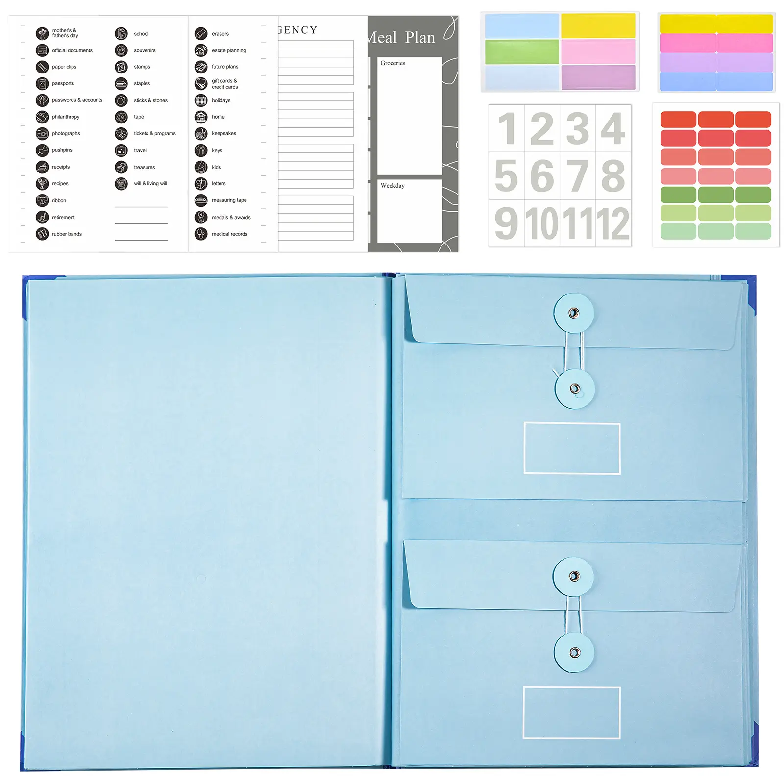 Pastel Accordion File Folder Organizer with Labels, Acid-Free Document Keeper Binder for Emergency Info, Receipts, Bills & Personal Certificates