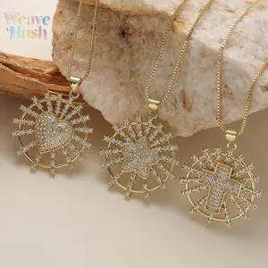 Hot Selling Light Luxury 18K Gold Plated Copper Necklace, Zircon Inlaid Love Geometric Pendant Necklace, Personalized Fashion Collarbone Chain Jewelry for Women