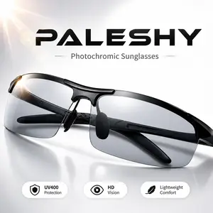 Paleshy Photochromic Polarized Sunglasses, UV400 Anti-Glare Driving Glasses for Men & Women, HD Day Night Vision Outdoor Sports Eyewear