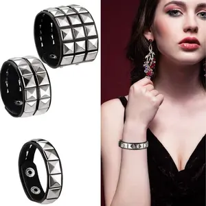 3PCS Gothic Rivet Nail Bracelets Adjustable Metal Cuffs with Bold Punk Industrial Design Perfect for Daily Wear, Parties, & Making a Fashion Statement