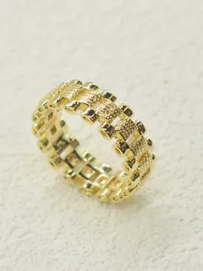 14k Watch Chain Ring, Fashion Rings, Unisex Hollow Design, Daily Commute, Gift for Holidays, Party Accessory, Copper Alloy Material, Elegant Ring