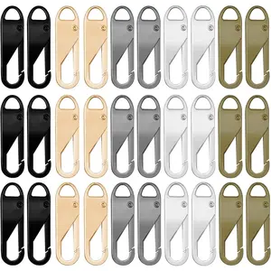 30 count Zipper Pull Replacement Metal Zipper Pull Detachable Zipper Pull Tabs Detachable Zipper Repair Kit Zipper  for Luggage, Clothing, Backpacks, Boots,Purse (Black++Grey++Bronze)