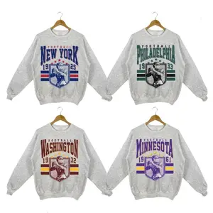 Vintage 90s Football Sweatshirt for All Teams, Retro Graphic Crewneck, Unisex Fan Gift, Cotton Menswear, Full Breathable Classic Oversized
