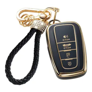 Toyota Car Key Cover with Lanyard, Fits Camry Rav4 Highlander Avalon Chr Prius Corolla Gt86, Smart Key Case Full Protection