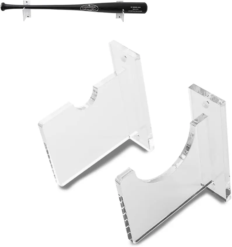 PIT66 Baseball Bat Wall Mount for Horizontal Display, Alternative to Display Case, Clear Acrylic Mount Hanger Rack