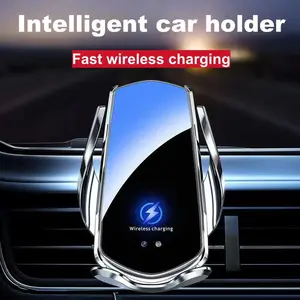 Wireless Car Phone Holder - 10W Max Fast Charging, Qi Standard, Smart Sensor Auto Clamp Mount with Glass Panel, Vent Clips