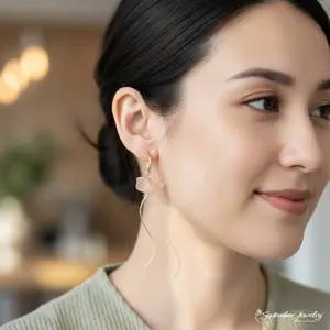 S-Curve Pink Hydrangea Resin Earrings – 14K Gold Filled Dangle with 14K Gold Plated Stainless Steel Posts | 2"
