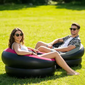 Lazy Boy Single Person Plush Inflatable Sofa, Home Camping Outdoor Foldable Air Lounger Chair, Comfortable and Portable Seat