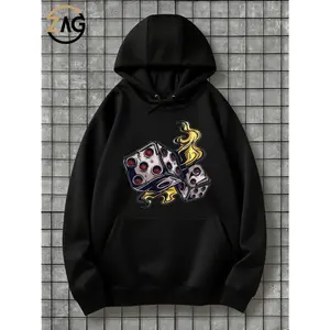 Sports Novelty Print Graphic HoodieFlaming Dice Hoodie for Gamers Cool Graphic Design Unisex Sweatshirt - Unisex, hooded sweatshirt, front pocket design, Brother Teenage Mom Dad Halloween Birthday Christmas Gift Valentine's Day Boyfriend Girlfriend