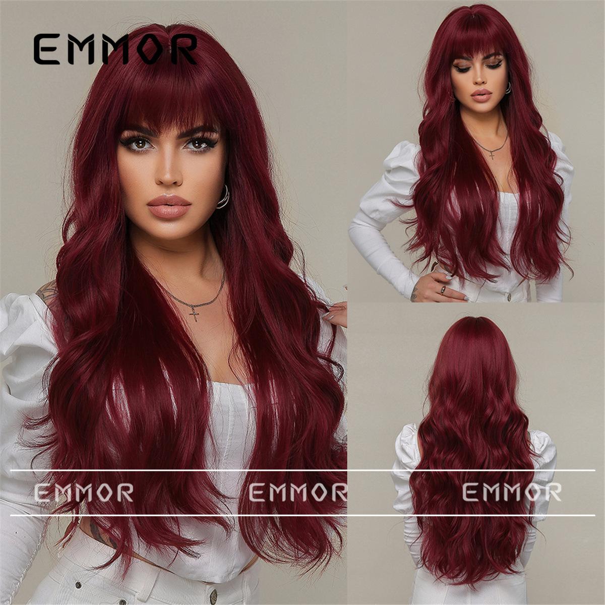 Long Wig — Deep Red Wavy Hair (26 Inches) — Designed for Caucasian Women — Natural & Realistic Appearance — Suitable for Daily Wear & Parties (Burgundy)