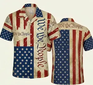 We The People Hawaiian Shirt, 250 Years USA Celebration Style Tropical Short Sleeve Shirt, Summer Aloha Button Down Shirt, Gift for Him or Her