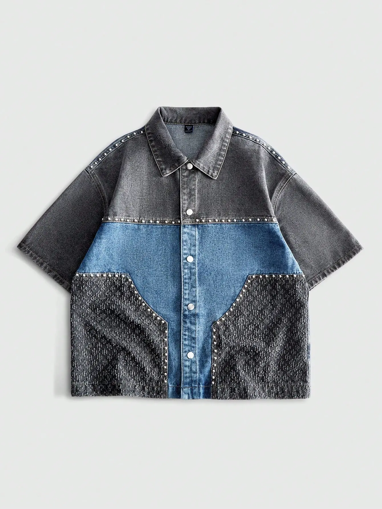 Y2k shirts - Men Casual Colorblock Patchwork Denim Shirt for Summer Weekend Travel vacation outfit t shirts cotton graphic tees clothing for men summer clothes t shirts for men summer men clothes graphic shirts y2k clothing y2k clothes outfits graphic tee
