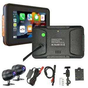 BELESH Motorcycle Carplay Android Auto Device with Dual 1080p Cameras Recorder DVR Bluetooth Wi-Fi Waterproof Handlebar Mount 400 mAh Battery