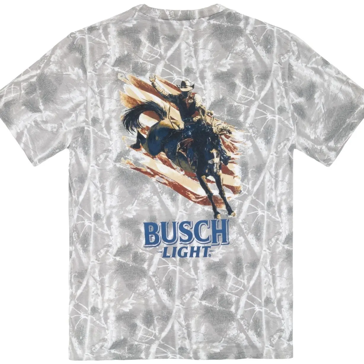 Busch Light American Rodeo Camo Front and Back Print T-Shirt | Breathe Summer Shirt For Men | Beer Gray Camo Shirt | Gift for Him