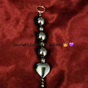 Scarlet's Custom Creations Hematite Bead Keychain with 8 & 10 mm Balls Heart Clip for Keys or Bags Unique Design