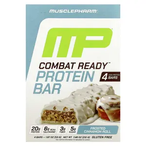 MusclePharm Combat Ready™ Protein Bar, Frosted Cinnamon Roll , 4 Bars, 1.87 oz (53 g) Each
