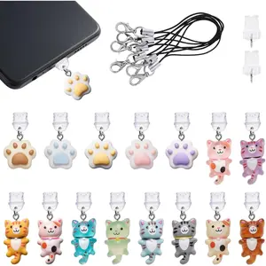 7-15Pcs Type C USB C Dust Plug Charm with Alloy and Resin Pendants for Phone Reader Accessory Gifts