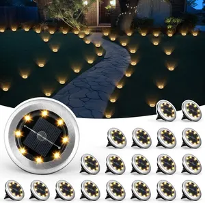 Mini Solar Ground Lights 12 Pack, Waterproof Solar Pathway Lights Outdoor for Garden, Walkway, Driveway, Patio, Yard & Backyard, Cool White LED Landscape Lighting