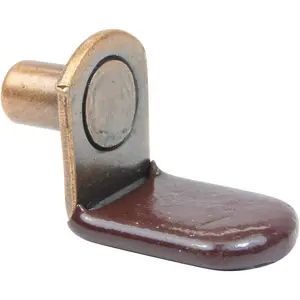 25 Pack 1/4" (6.35mm) L-Shaped Glass Support Furniture Cabinet Closet Shelf Bracket Pegs with Vinyl Tip Antique Copper Finish, ROKSPGV14B